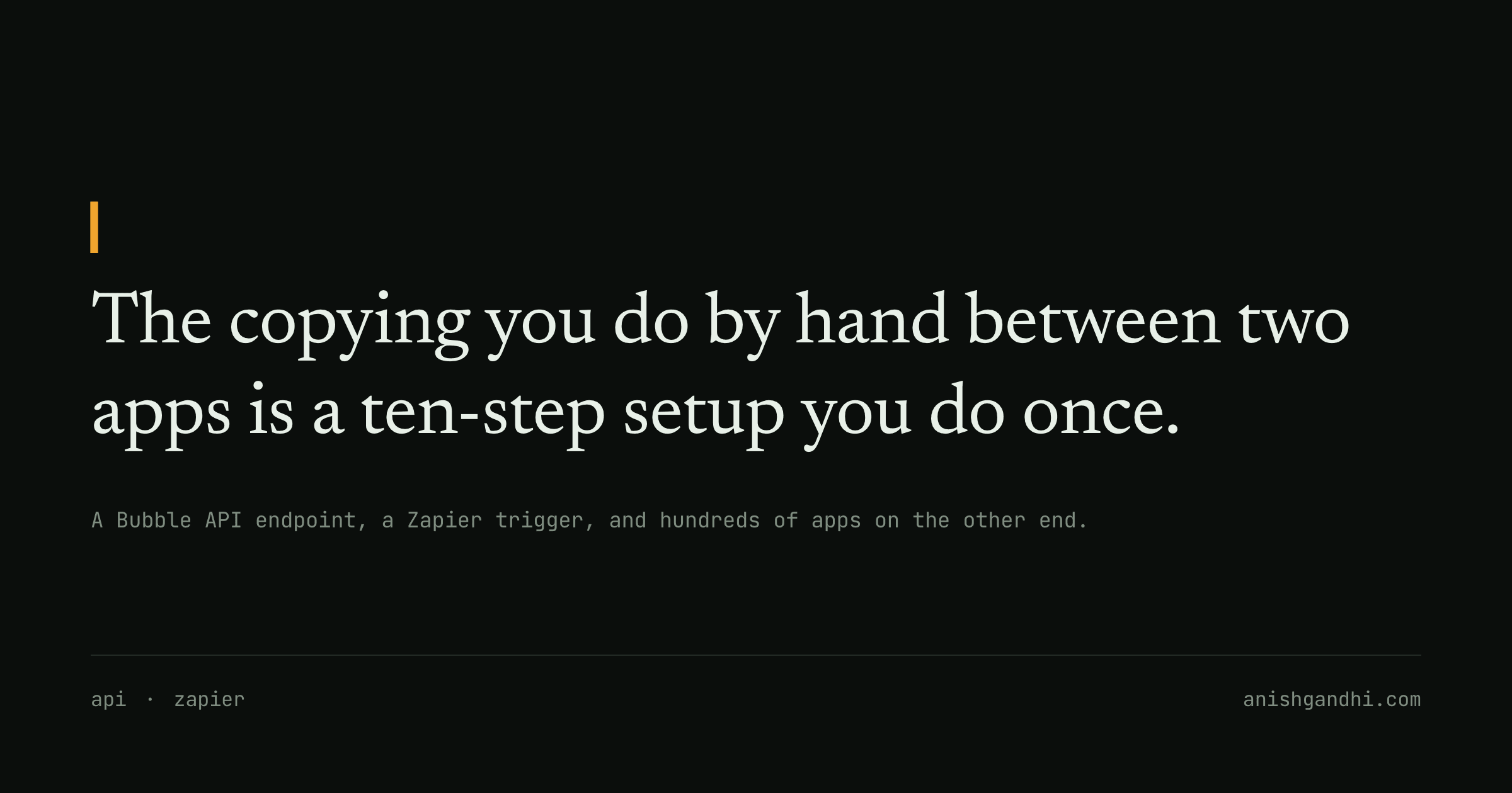 The copying you do by hand between two apps is a ten-step setup you do once.