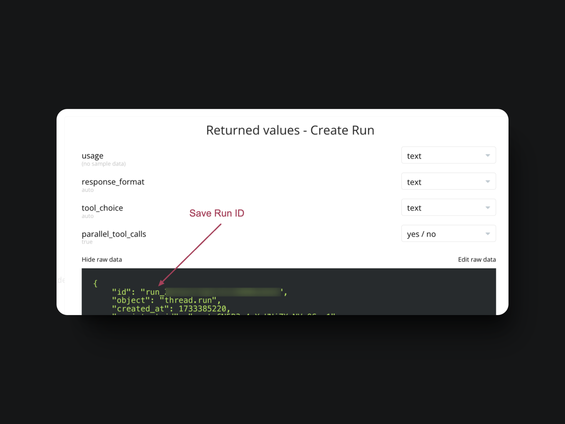 Open AI create Run successful API Initialisation in bubble.io