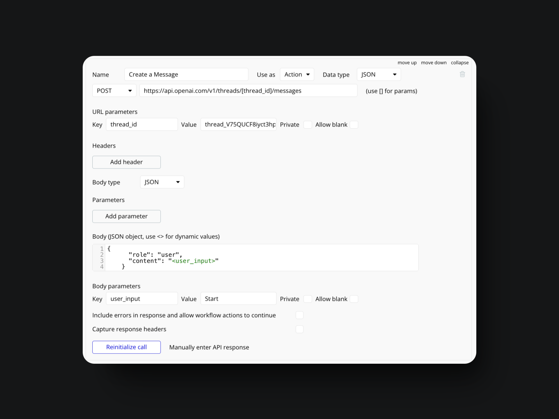 Open AI Create Message API Setup in bubble.io
