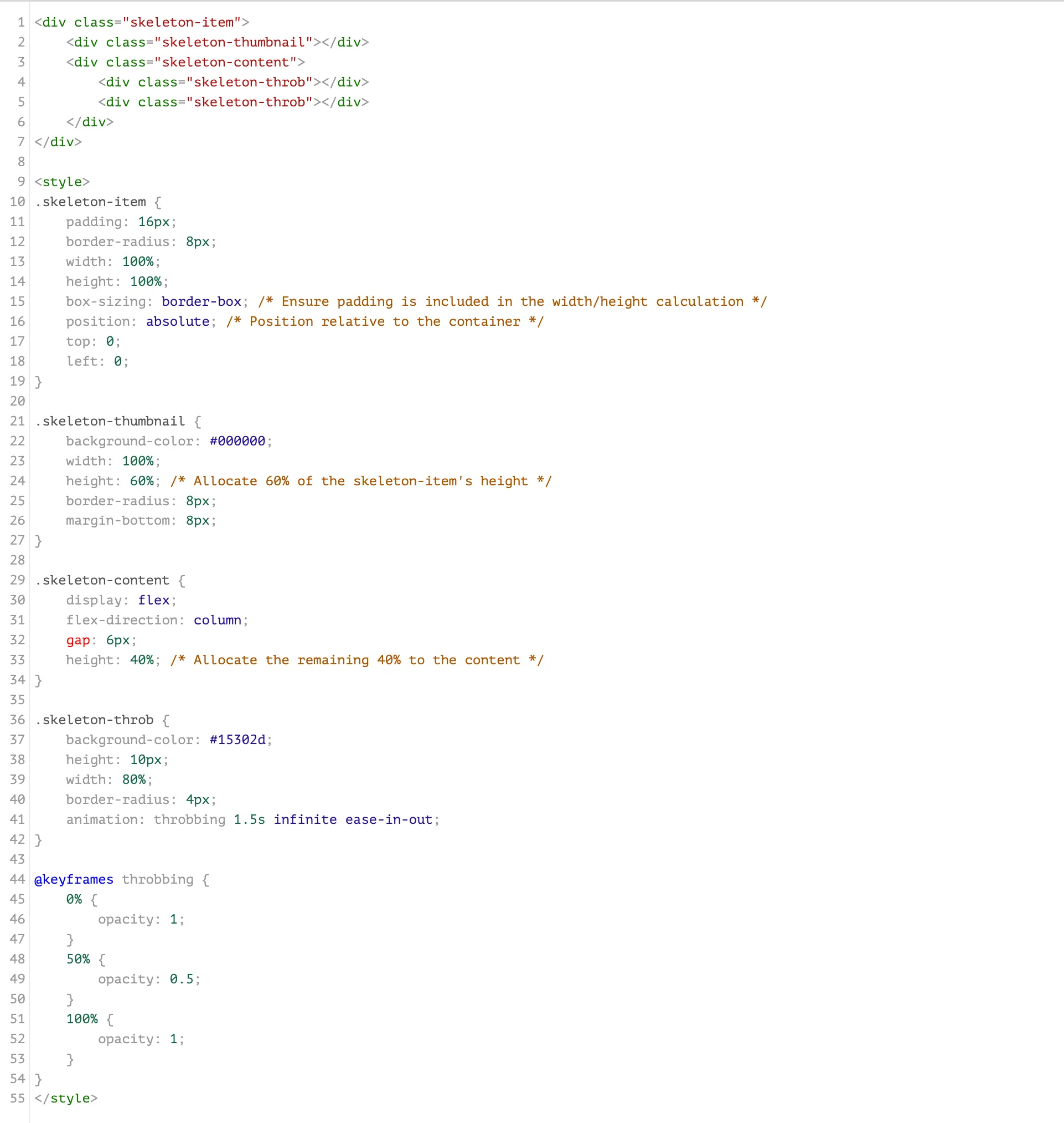 html/css image of skeleton loader