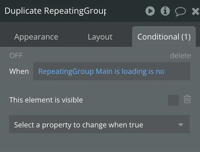 skeleton repeating group condition