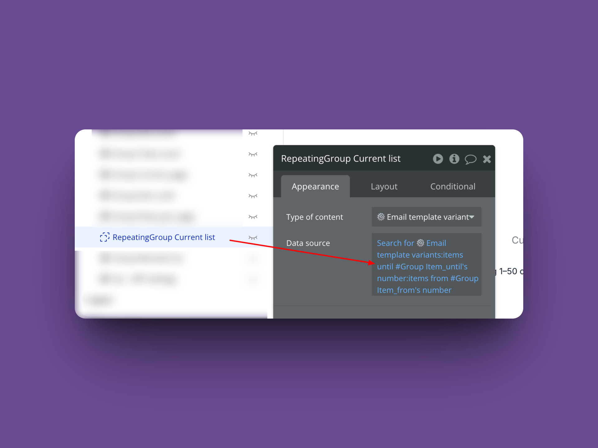 Bubble.io pagination : Repeating Group data source