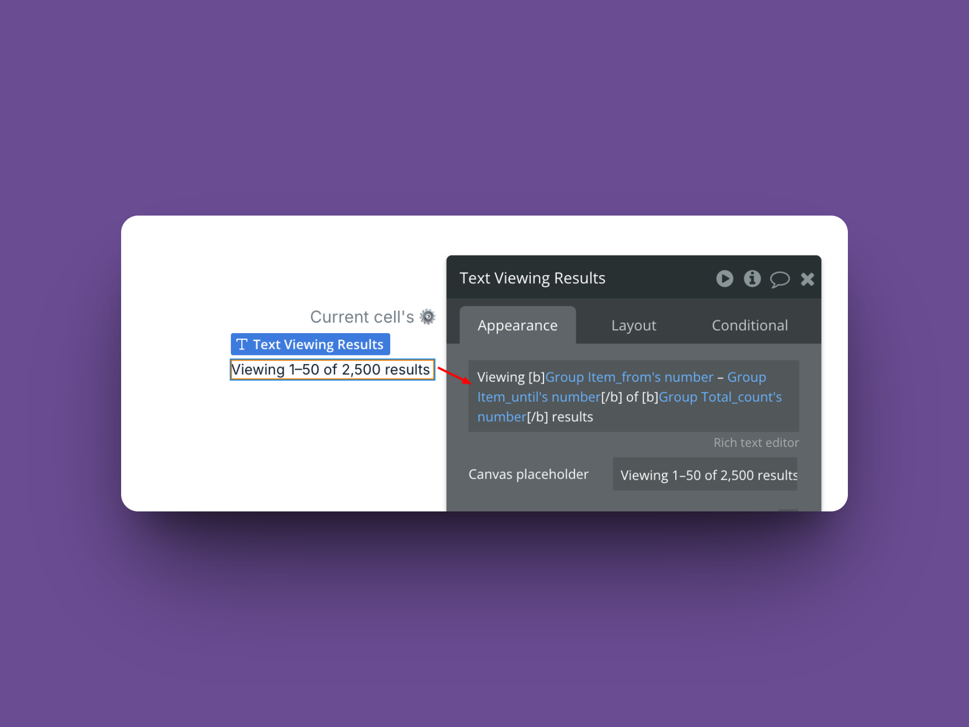 Bubble.io pagination - Show pagination result