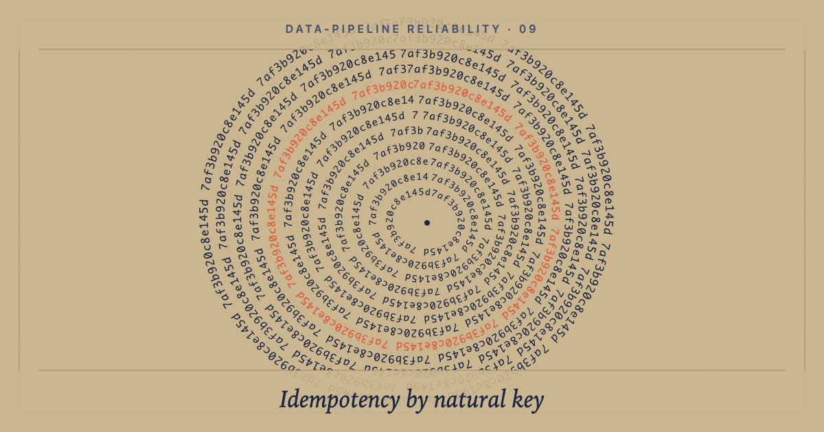 Idempotent data pipelines: the natural-key fingerprint pattern: cover image