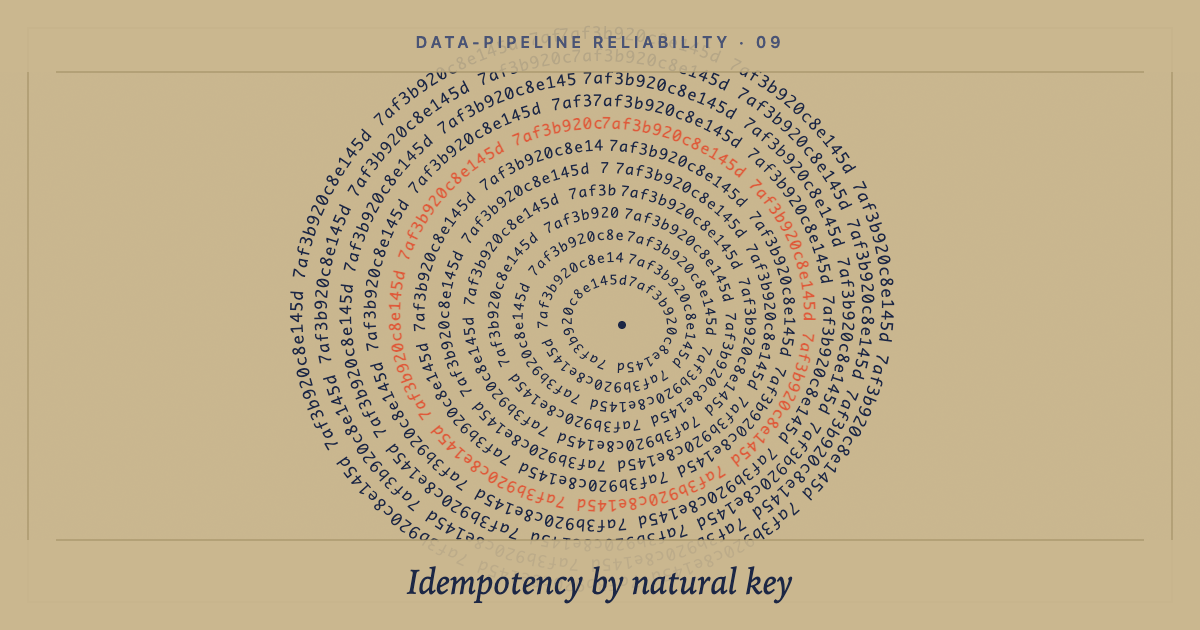 Idempotent data pipelines: the natural-key fingerprint pattern: cover image