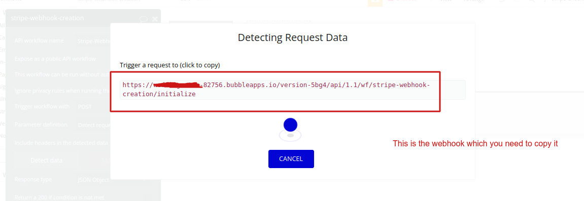 initialise stripe bubble webhook