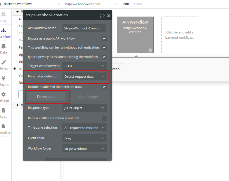 Stripe bubble webhook setup