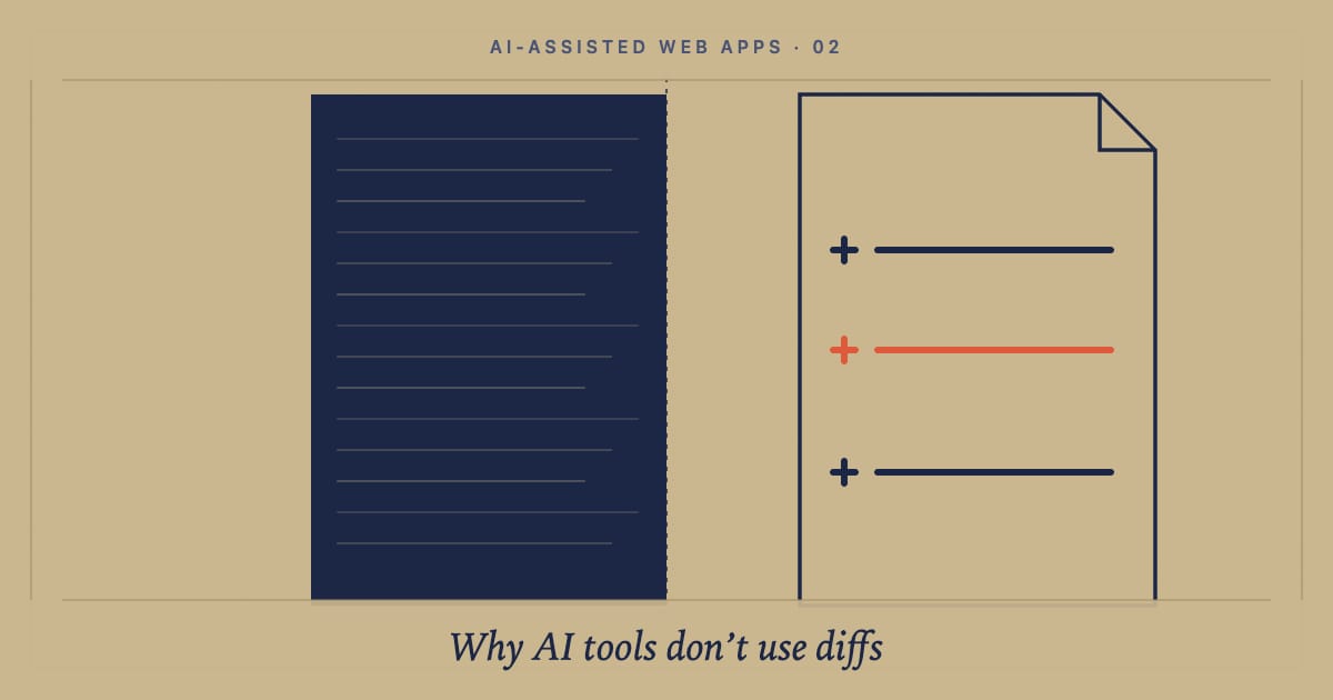 Why AI coding tools rewrite full files instead of using diffs: cover image