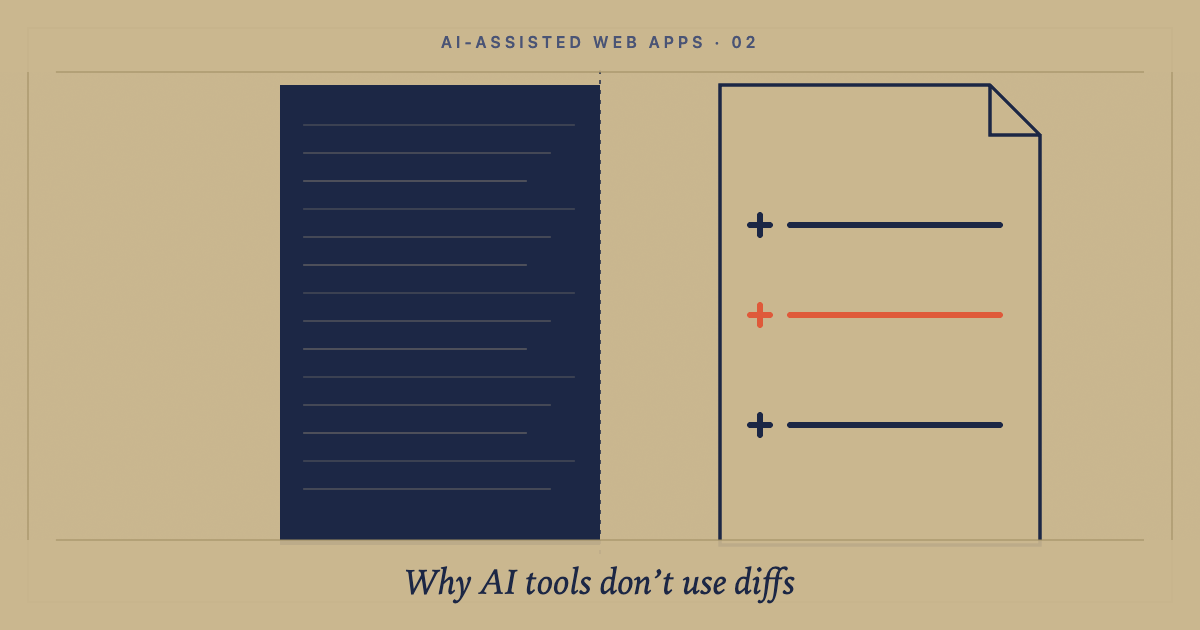 Why AI coding tools rewrite full files instead of using diffs: cover image