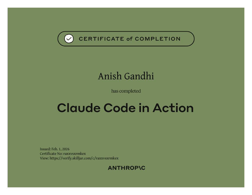 Claude Code in Action certificate